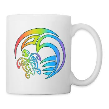 Schildkröte und buntes Meer - Tasse - Weiß - Rechts