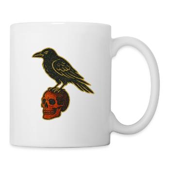 Rabe auf Schädel im Goldlook - Tasse - Weiß - Rechts