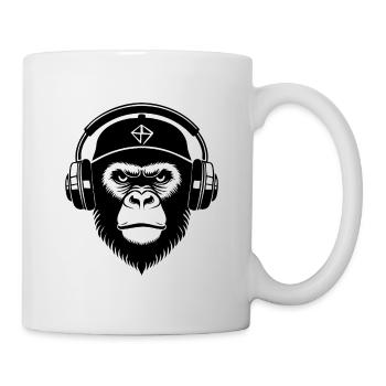 Vinyl Turntable Street Retro Affenkopf Shirt - Tasse - Weiß - Rechts