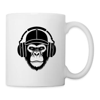 Linien Art Edition Minimal Affenkopf Shirt - Tasse - Weiß - Rechts