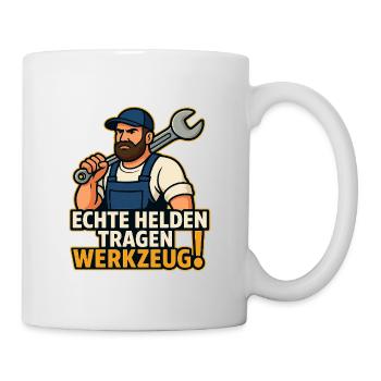 Echte Helden Tragen Werkzeug - Tasse - Weiß - Rechts