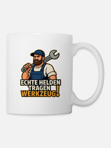 Echte Helden Tragen Werkzeug - Tasse - Weiß