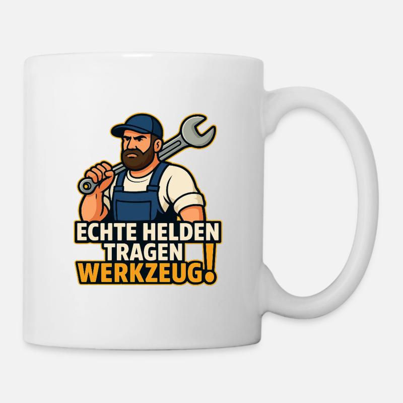 Echte Helden Tragen Werkzeug - Tasse - Weiß