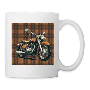 Vélo rétro + fond à carreaux - Mug blanc - blanc - Droite