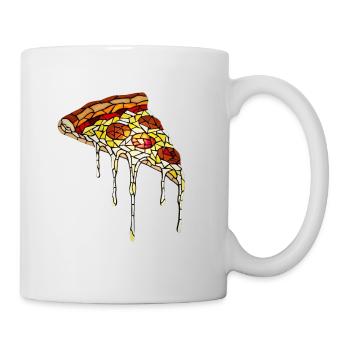Mosaïque de pizza : conception artistique de vitrail - Mug blanc - blanc - Droite