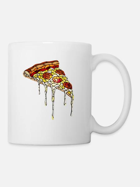 Pizza Mosaic: Artistic Stained Glass Design - Mug - white