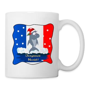 Frohe Weihnachten Sharks Frankreich - Tasse - Weiß - Rechts