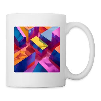 Neon 3D Blöcke bunt mit glänzendem Effekt - Tasse - Weiß - Rechts