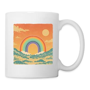 Paysage rétro avec look vintage arc-en-ciel - Mug blanc - blanc - Droite