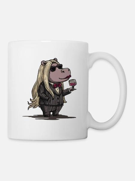 Stylish Gangster Hippo - Tasse - Weiß