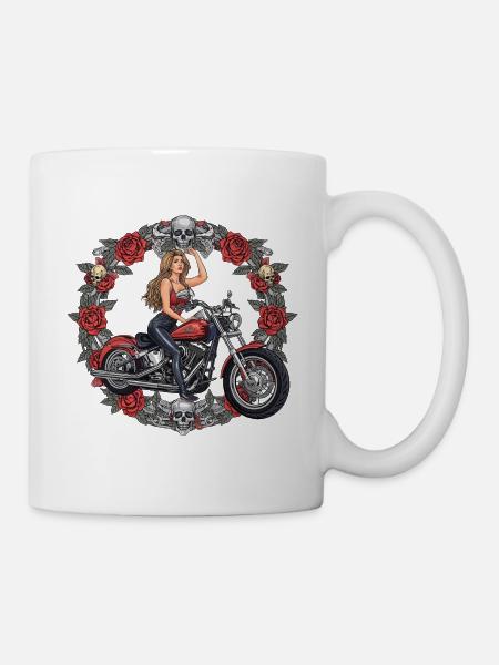 Motorcycle heroine in the rosary - Mug - white