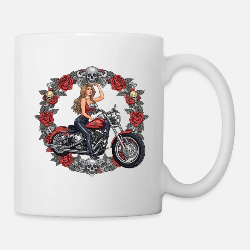 Héroïne de la moto dans le chapelet - Mug blanc - blanc
