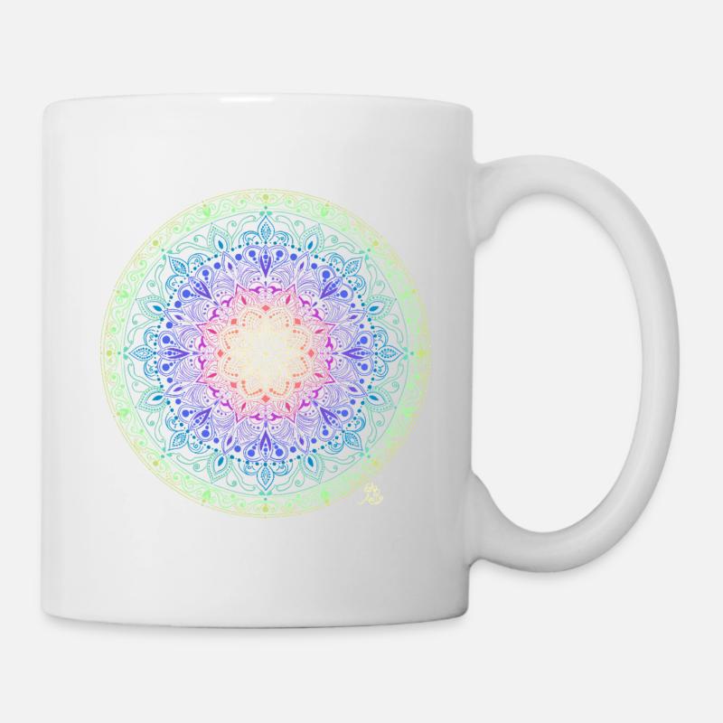 Fusion de mandala arc-en-ciel - Mug blanc - blanc