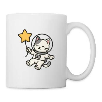 Süße Astro Katze mit Stern Ballon - Tasse - Weiß - Rechts