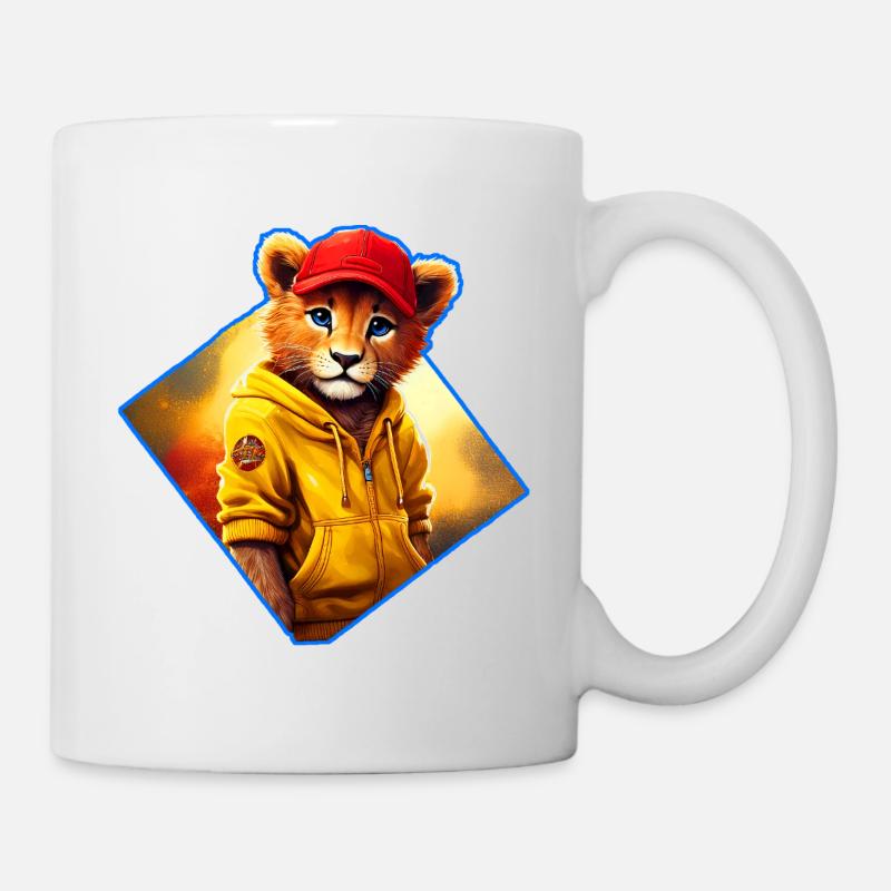 Little lion with red cap - Mug - white