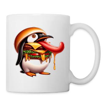 Funny Penguin Halloween Fast Food Cheeseburger - Mug - white - Right