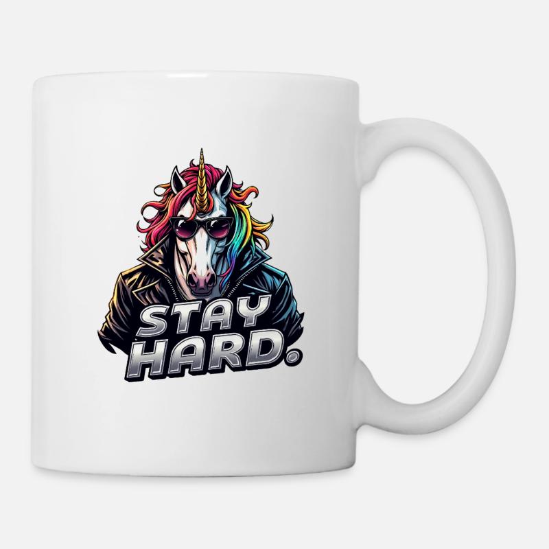 Licorne en blouson en cuir Stay Hard - Mug blanc - blanc