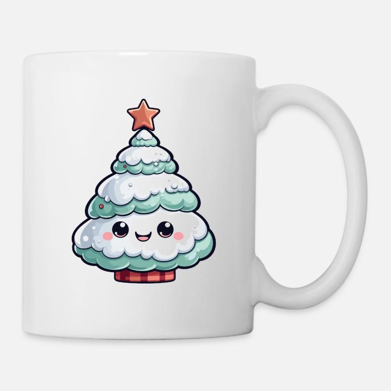 Pastellfarbener schneebedeckter Baum Stern - Tasse - Weiß
