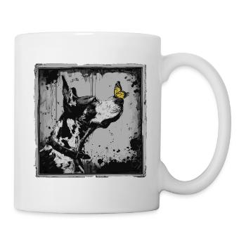 Drôle de dogue allemand et de papillon - Mug blanc - blanc - Droite