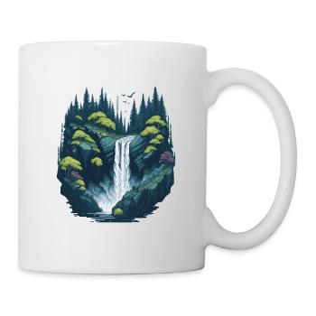 Luminous forest waterfall - Mug - white - Right