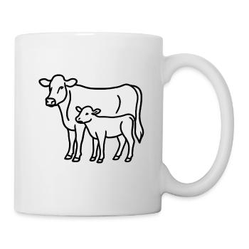 Cow and Calf – Minimalist Line Art lineart - Mug - white - Right