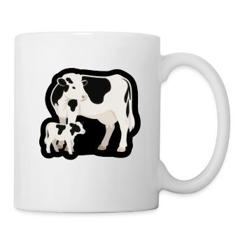 Cow and Calf – Black and White with Heart - Mug - white - Right