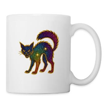 Galaktische Glitzerkatze zu Halloween - Tasse - Weiß - Rechts