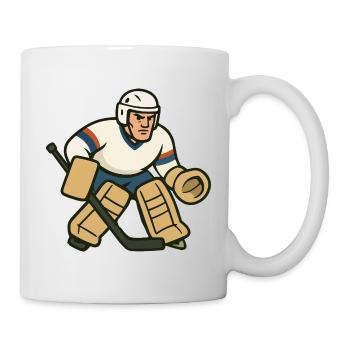 Retro Eishockey Torwart Cartoon - Tasse - Weiß - Rechts