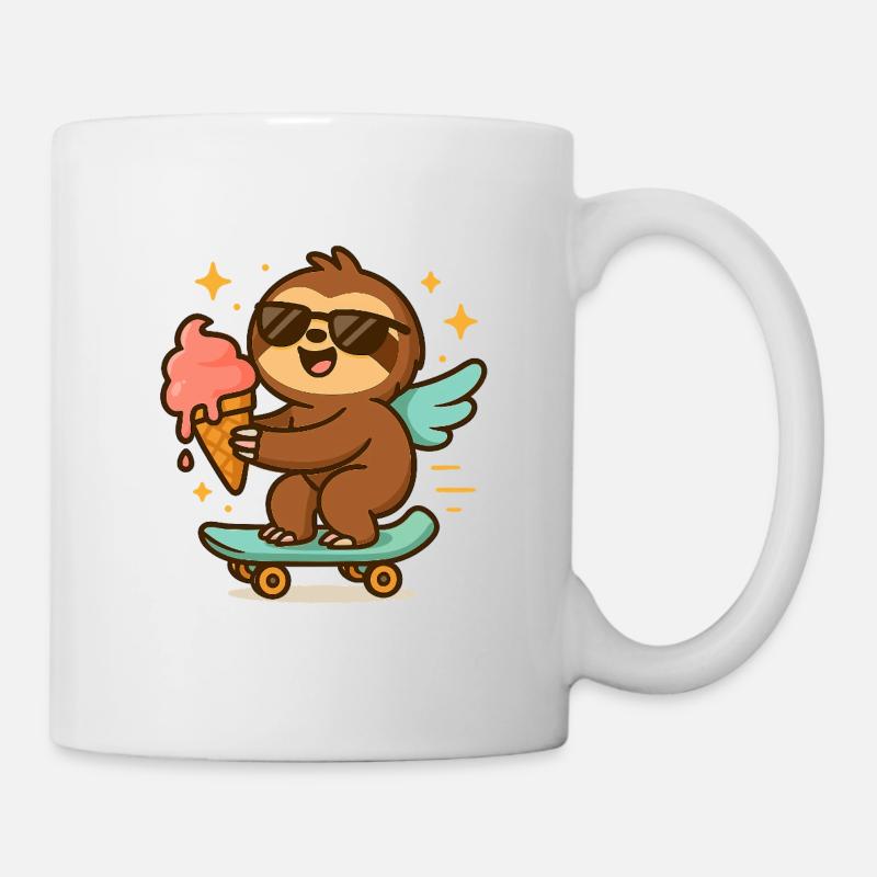 Cool Sloth Skateboard Treat Cone - Mug blanc - blanc