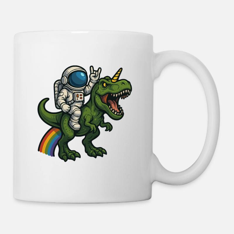 Astronaute chevauchant la licorne T-Rex - Mug blanc - blanc