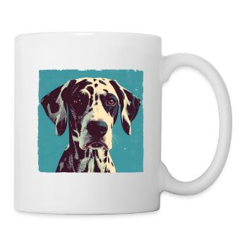 Portrait Dalmatien – Pop Art Vintage en Bleu - Mug blanc - blanc - Droite