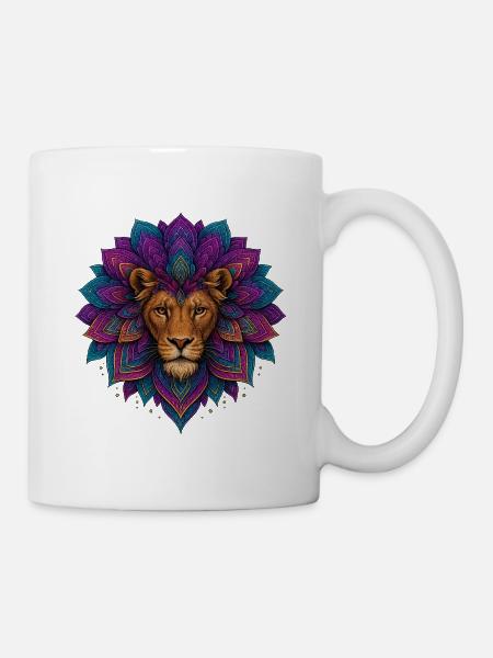 Fleur de mandala du lion - Mug blanc - blanc