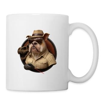 Bouledogue d’aventure en tenue safari - Mug blanc - blanc - Droite
