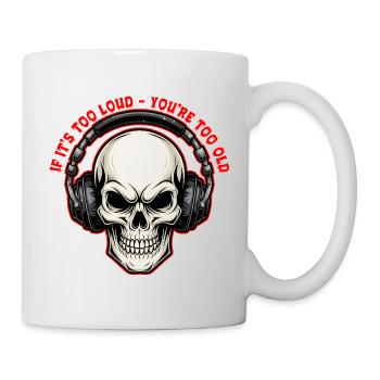 Skull with Headphones Bold Graphic Design  - Mug - white - Right