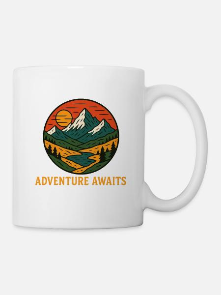 L’aventure vous attend dans les paysages de montagne - Mug blanc - blanc