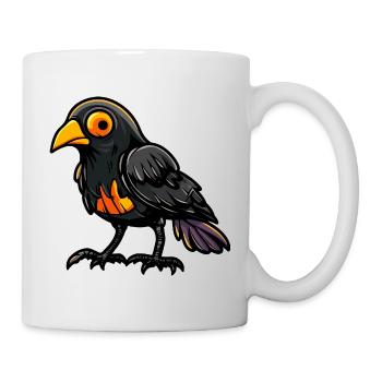 Rabe Krähe Halloween Comic Lustig - Tasse - Weiß - Rechts
