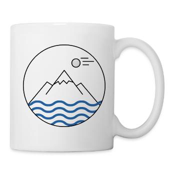 Mountain Lake Minimal Line Art - Mug - white - Right