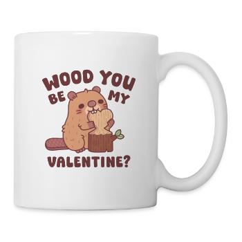 Cute Beaver Wood You Be My Valentine Funny Pun - Mug - white - Right
