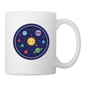 Fröhliches Sonnensystem Design - Tasse - Weiß - Rechts