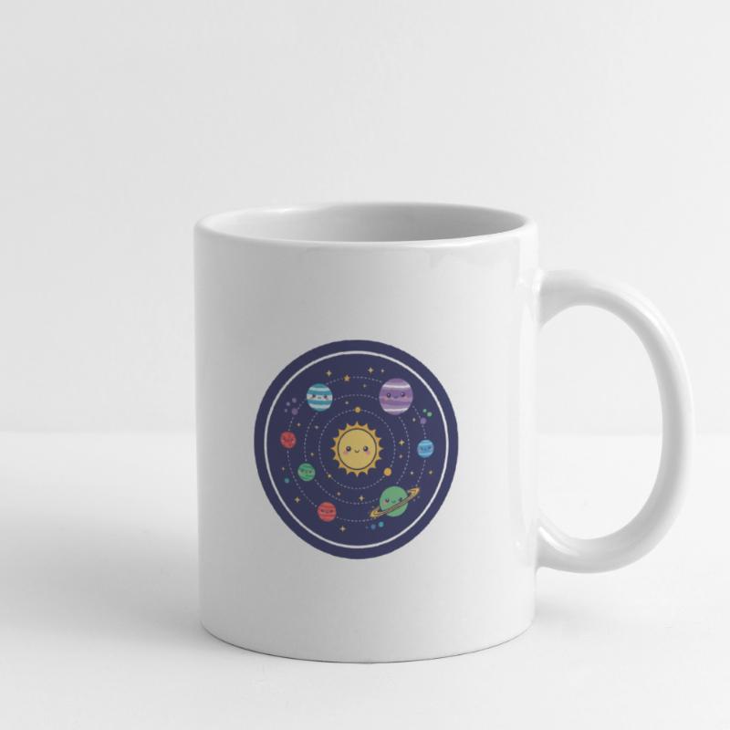 Conception joyeuse du système solaire Mug blanc