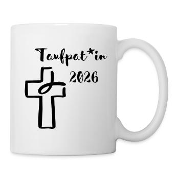 Taufe 2026 gendergerechte Patenschaft Kreuz Fisch - Tasse - Weiß - Rechts