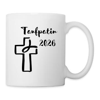 Taufpatin 2026 Fisch taucht in Kreuz Patin Taufe - Tasse - Weiß - Rechts