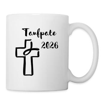 Taufpate 2026 Fisch taucht in Kreuz Taufe Pate - Tasse - Weiß - Rechts