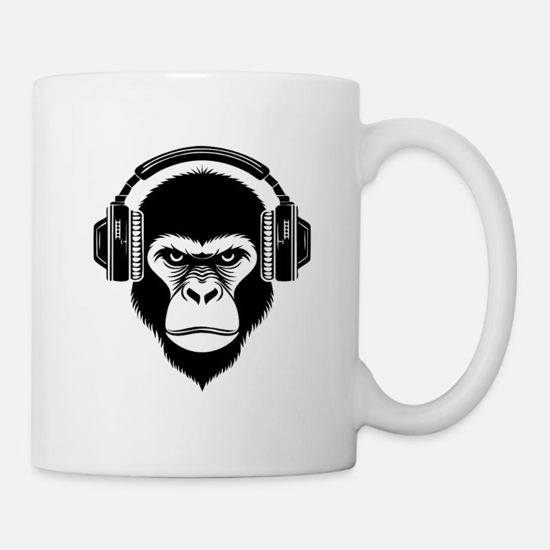 Heavy Bass Drop Monkey Head Design Chemise - Mug blanc - blanc
