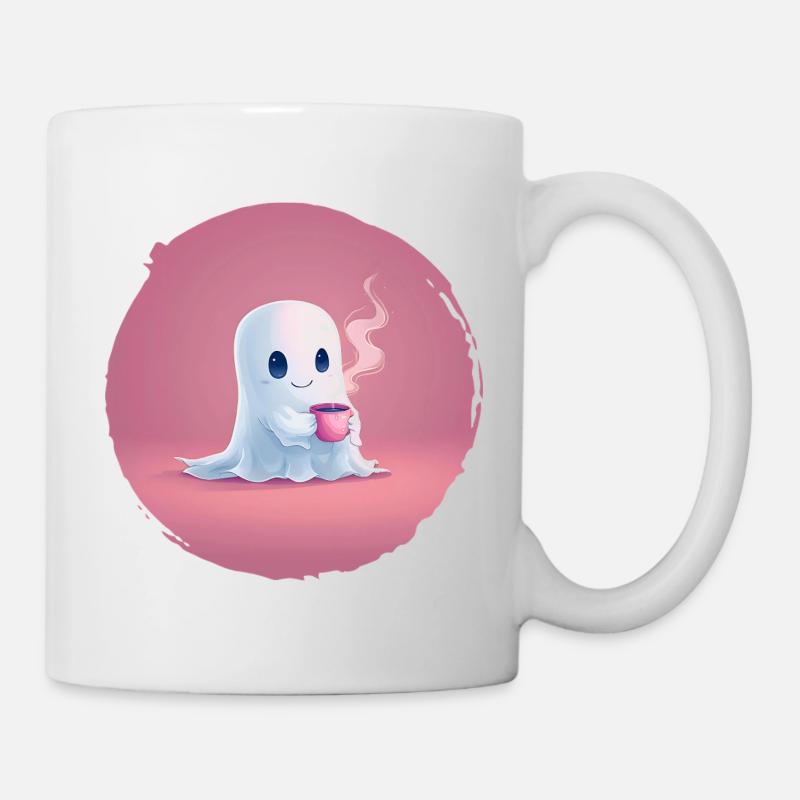 Kaffee‑Geist – Cozy Halloween Shirt - Tasse - Weiß