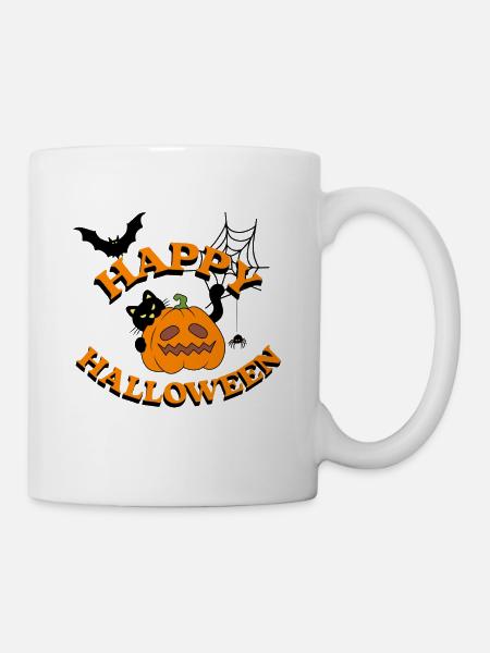 Citrouille d’Halloween Logo rond - Mug blanc - blanc
