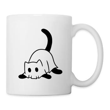 Cat in Ghost Costume – Halloween Motif - Mug - white - Right