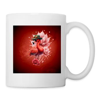 Flamant rose de Bohême avec chapeau - Mug blanc - blanc - Droite