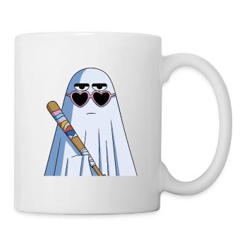 Sarcastic Ghost with Heart Shades & Bat - Mug - white - Right