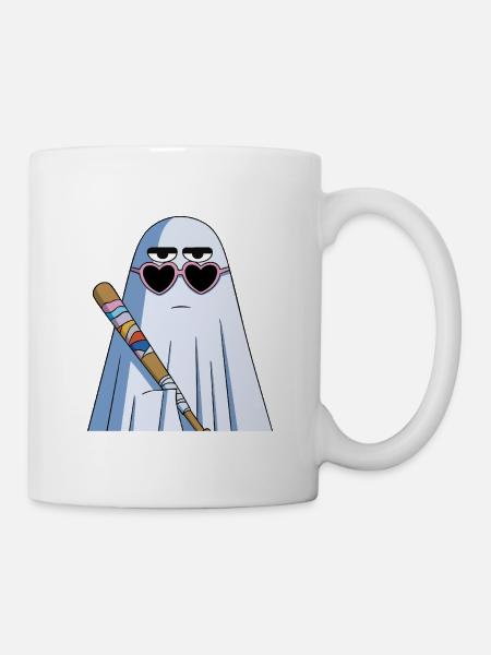 Sarcastic Ghost with Heart Shades & Bat - Tasse - Weiß